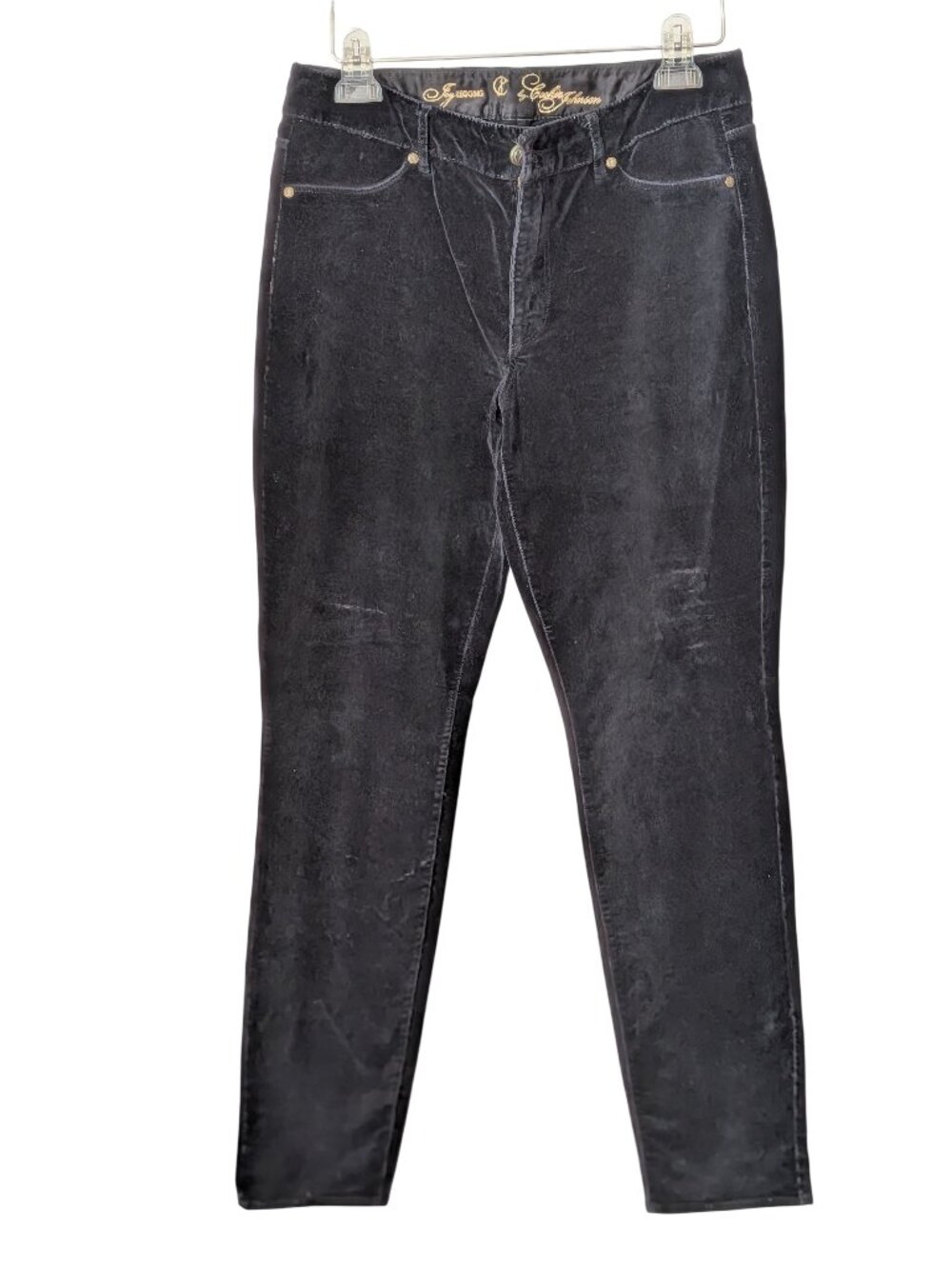 CJ by Cookie Johnson Joy Legging Black Velvet Skinny Pants Size 29 Vintage